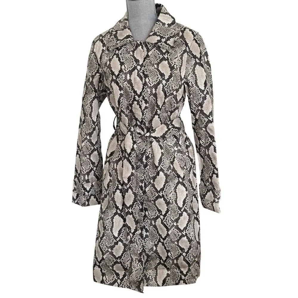 NWT Choosy Elizabeth Faux Snakeskin Coat Lined Belted Women's Sizes S - Picture 4 of 12